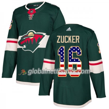 Minnesota Wild Hockeydrakt Jason Zucker 16 2017-2018 USA Flag Fashion Grønn Adidas Authentic - Herre